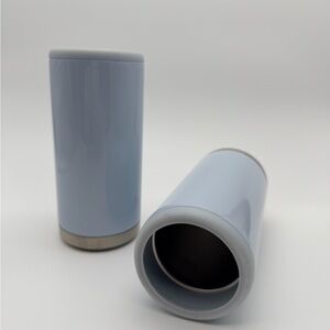 Sleek Light Blue Stainless Steel Thermos/Can Holders set of 2